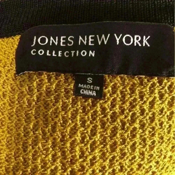 Jones New York Collection Ladies Small Gold and Black Open Front Sweater - Picture 5 of 6